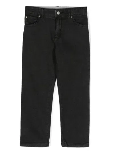 Stella Mccartney Kids' Logo-embossed Straight-leg Jeans In Black