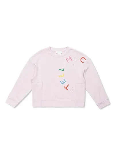 Stella Mccartney Kids' Logo-embroidered Cotton Sweatshirt In Pink