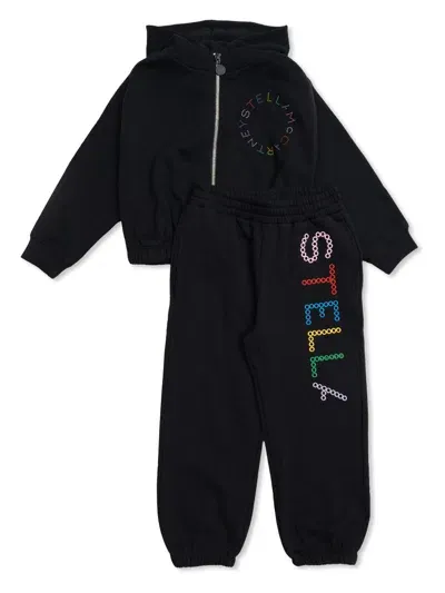 Stella Mccartney Kids' Logo-embroidered Tracksuit Set In Black