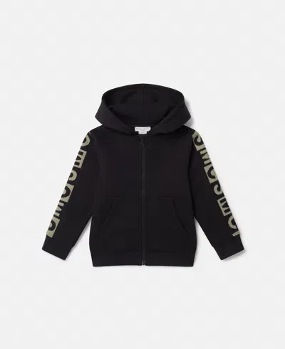 Stella Mccartney Logo Graphic Hooded Zipper Sweatshirt In Black