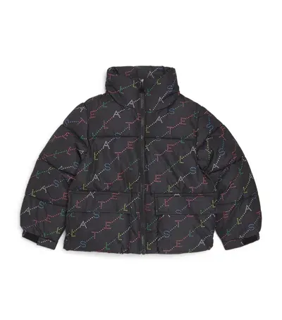 Stella Mccartney Kids' Logo Print Puffer Coat In Gray