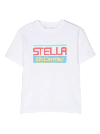 Stella Mccartney Kids' Logo-print Short-sleeve T-shirt In White