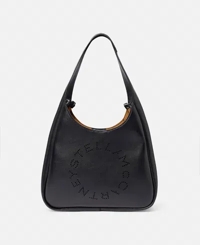 Stella Mccartney Logo Slouchy Hobo Tote Bag In Black  