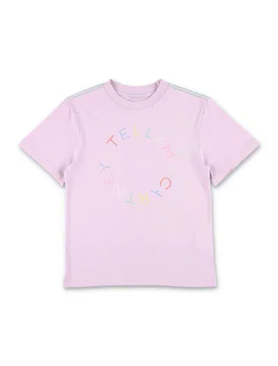 Stella Mccartney Kids' Logo Print Cotton T-shirt In Lilac