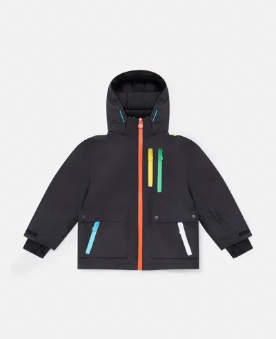 Stella Mccartney Logo Tape Hooded Windbreaker Jacket In Black