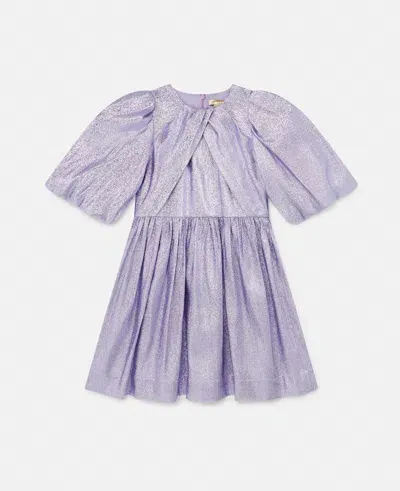 Stella Mccartney Metallic Pleated Tulle Dress In Lavender