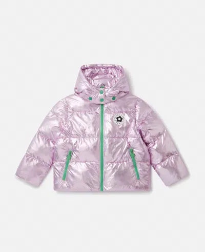 Stella Mccartney Metallic Puffer Coat In Lavender