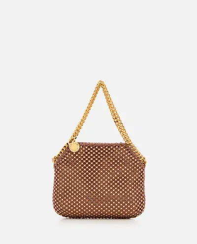 Stella Mccartney Mini Crystals And Mesh Shoulder Bag In Brown