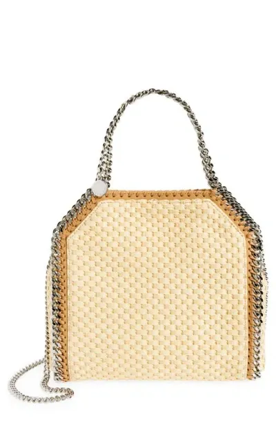 Stella Mccartney Mini Falabella Woven Raffia Tote In Beige