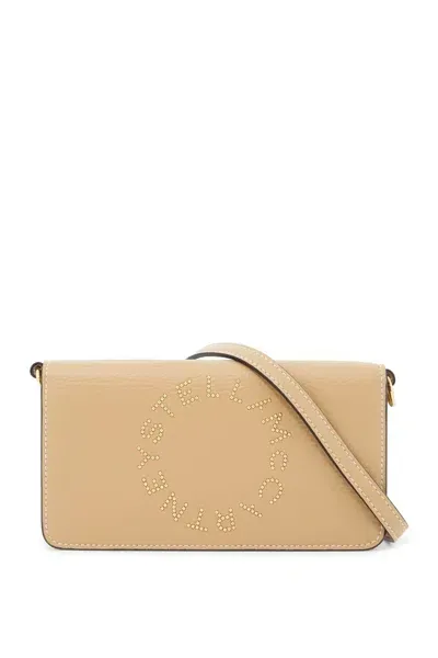 Stella Mccartney Mini Shoulder Bag With Logo Print In Neutrals