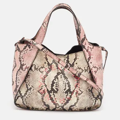 Pre-owned Stella Mccartney Multicolor Faux Snakeskin Embossed Leather Logo Tote