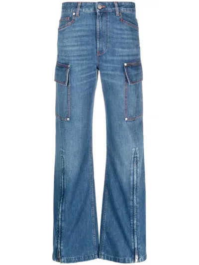 Stella Mccartney Ankle-zips Wide-leg Jeans In Blue