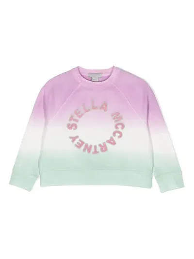 Stella Mccartney Kids' Purple Logo-applique Gradient Sweatshirt In Multicolor