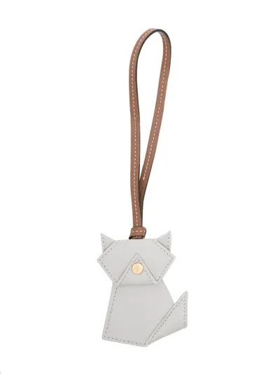 Stella Mccartney Origami Cat Keyring In Grey