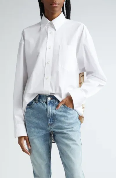 Stella Mccartney Oversize Cotton Button-up Shirt In 9500 - Natural