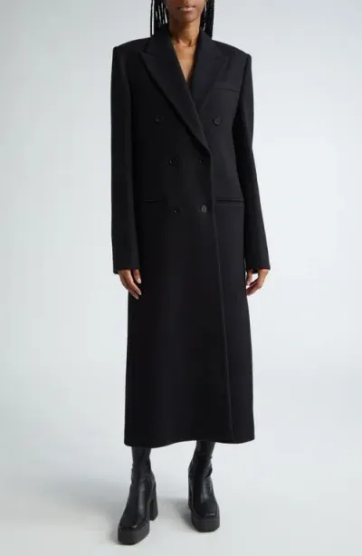 Stella Mccartney Oversize Double Breasted Wool Coat In 1000 - Black