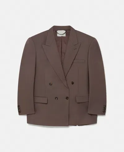 Stella Mccartney Oversized Double-breasted Blazer In Taupe Brown