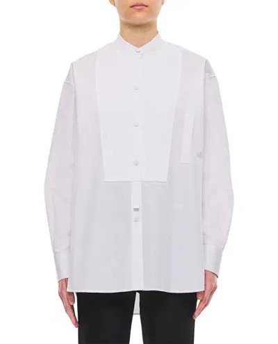 Stella Mccartney Grandfather Collar Cotton Tuxedo Shirt In White