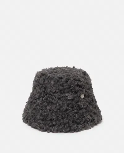 Stella Mccartney Plush Teddy Bucket Hat In Smoke Grey