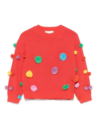 Stella Mccartney Kids' Pompom-detail Sweater In Red