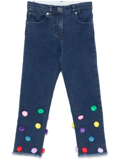 Stella Mccartney Kids' Pompom-details Jeans In Blue