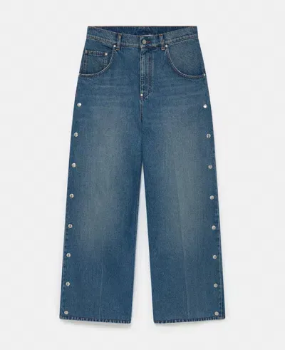 Stella Mccartney Popper-studded Bootcut Denim Jeans In Classic Wash Blue Denim