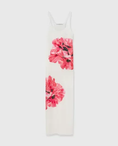 Stella Mccartney Poppy Print Maxi Dress In White And Pink