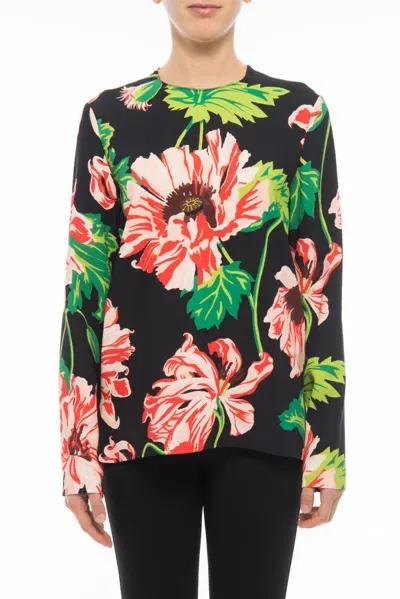 Stella Mccartney Poppy Printed Asymmetric Hem Cady Blouse In Multi