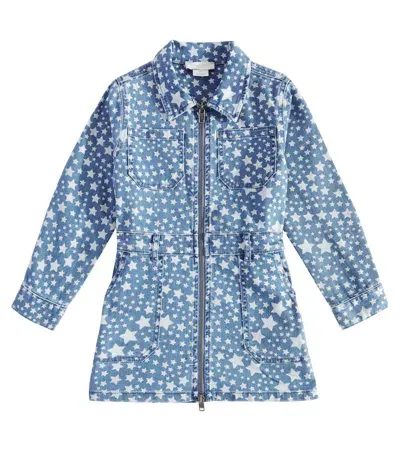 Stella Mccartney Kids' Bedrucktes Kleid Aus Denim In Blue