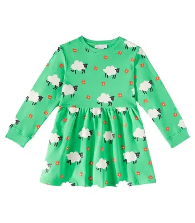 Stella Mccartney Kids' Printed Cotton Fleece Dress In Grün