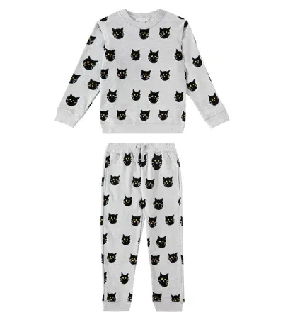 Stella Mccartney Kids' Printed Cotton Sweatshirt And Sweatpants Set In Grey