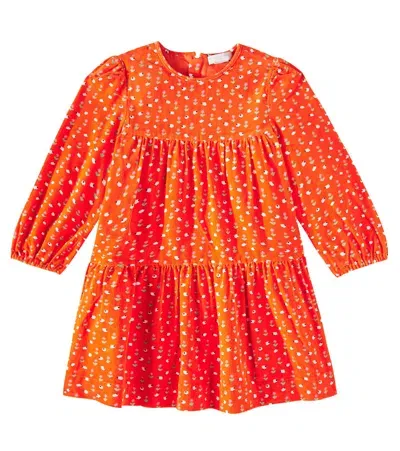 Stella Mccartney Kids' Printed Cotton Velvet Dress In Red