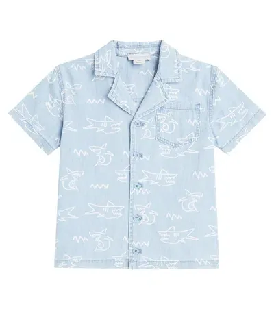 Stella Mccartney Kids' Printed Denim Shirt In Blue