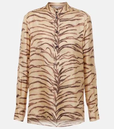 Stella Mccartney Printed Silk Shirt In Natural