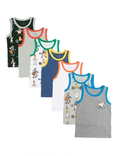 Stella Mccartney Kids' Set Of 7 Organic Cotton Tank Tops In Bunt