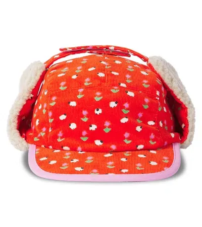 Stella Mccartney Kids' Printed Velvet Hat In Red