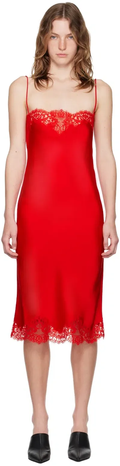 Stella Mccartney Red Lace Minidress In 6025 Scarlet Red