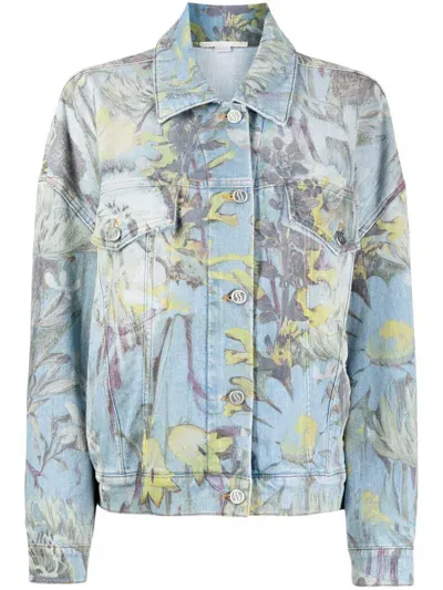 Stella Mccartney Rewild Flora Denim Jacket In Blue