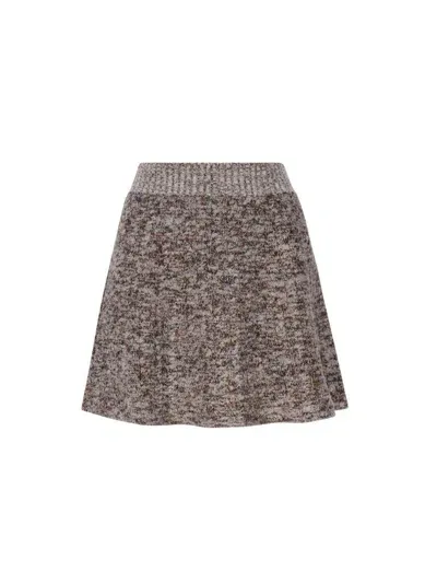 Stella Mccartney Ribbed Chunky Knit Mini Skirt In Gris