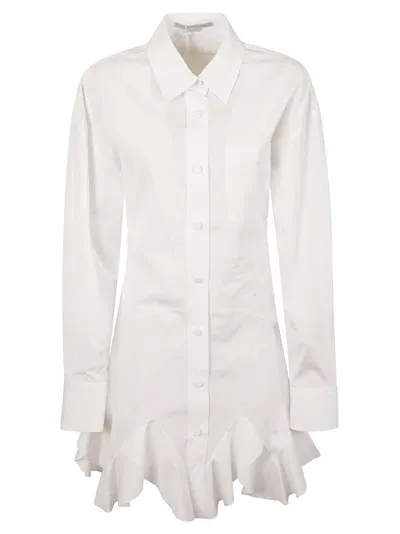 Stella Mccartney Ruffled Mini Shirt Dress In White