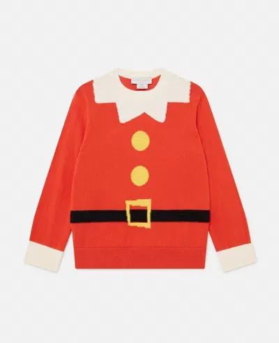 Stella Mccartney Cotton & Wool Christmas Sweater In Red