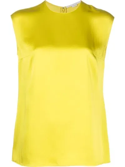 Stella Mccartney Satin-finish Sleeveless Blouse In Yellow