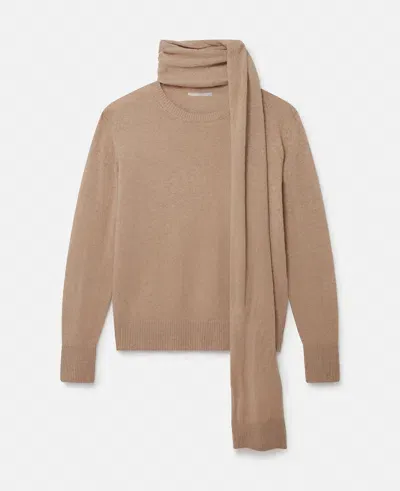 Stella Mccartney Scarf Detail Long Sleeve Jumper In Sandy Beige