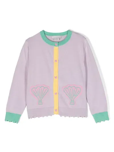 Stella Mccartney Kids' Seashell-jacquard Cotton Cardigan In Violett