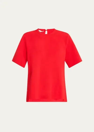 Stella Mccartney Short-sleeve Compact Knit Top In Lipstick Red