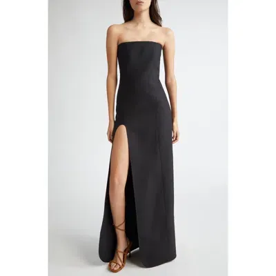 Stella Mccartney Side Cutout Wool Strapless Gown In Black