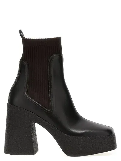 Stella Mccartney Skyla 110mm Logo-tape Boots In Black