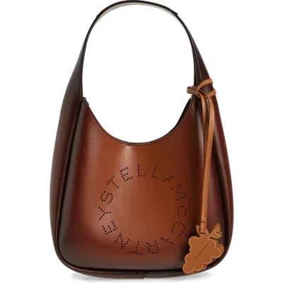 Stella Mccartney Openwork Logo Shoulder Bag In Brown