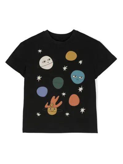 Stella Mccartney Kids' Space-print Cotton T-shirt In Black