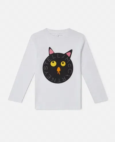 Stella Mccartney Spooky Cat Logo Long-sleeve T-shirt In White